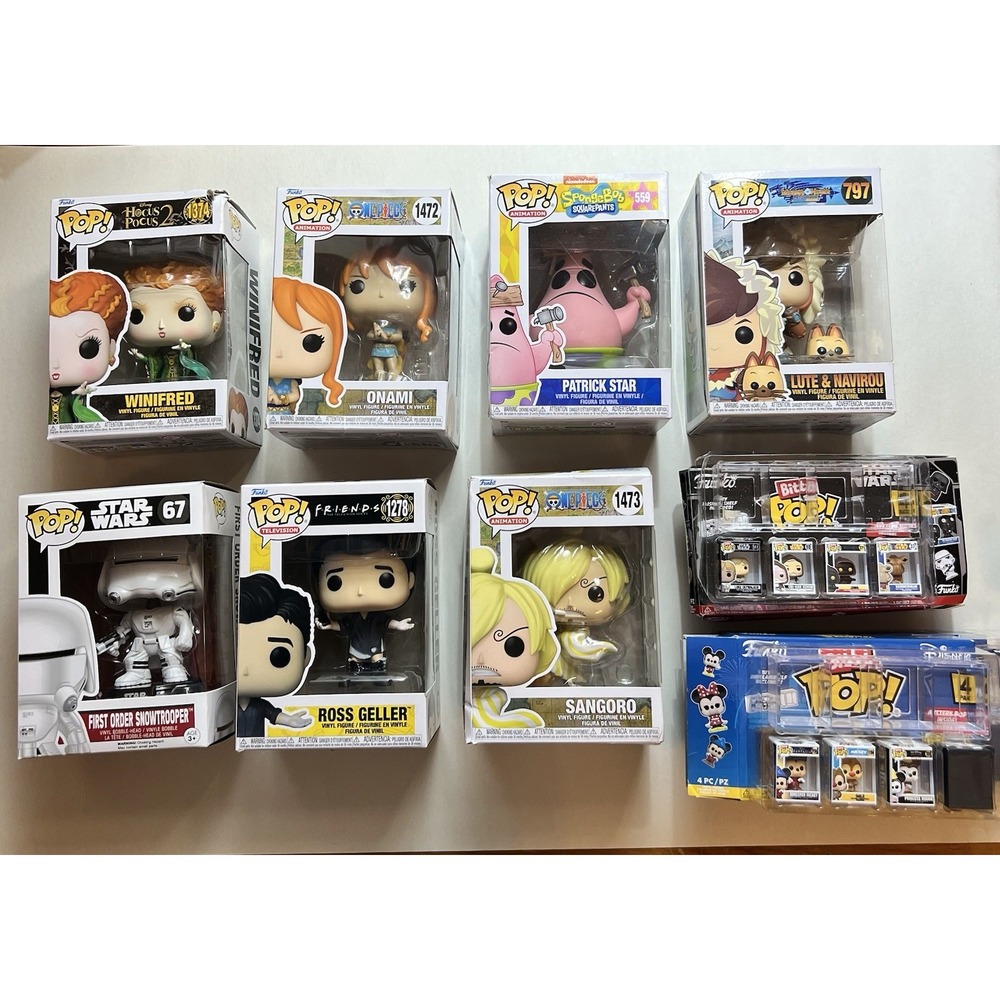 Funko Pop‎ Lot: One Piece, Friends, SpongeBob, Hocus Pocus 2 + Bitty Pop 4-Packs